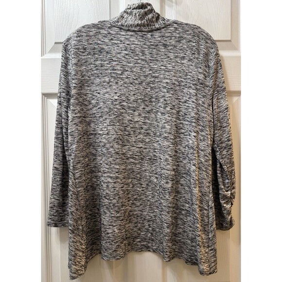 Apt. 9 Open Front Cardigan Womens Size Large Black White Lightweight Long Sleeve - Picture 2 of 7